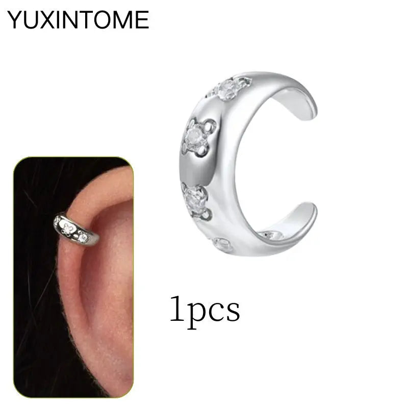 1PC Punk Ear Cuff Plated 24K Gold/925 Silver Conch Clip Earrings For Women Climbers No Piercing Fake Cartilage Earrings
