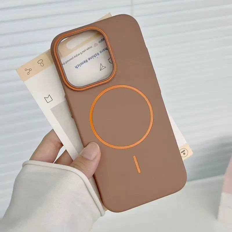 Ultrathin Simple For Magsafe Phone Case for Iphone 16 Pro Max 15 14 13 12 Matte Hit Color Lens Wireless Charging Hard PC Cover