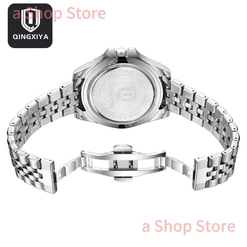 Luxury Quartz Men Watch Waterproof Luminous Date Man Watch Stainless Steel Business Wristwatches Male Clock Reloj+Box