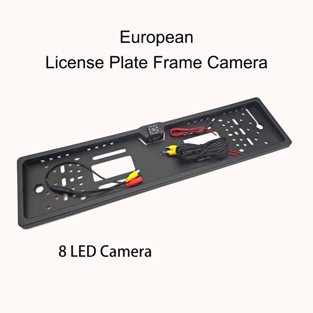 4/8/12LED European License Plate Rearview Camera Frame Reverse Backup Camera Night Vision for Truck Car SUV, Camper Pickup