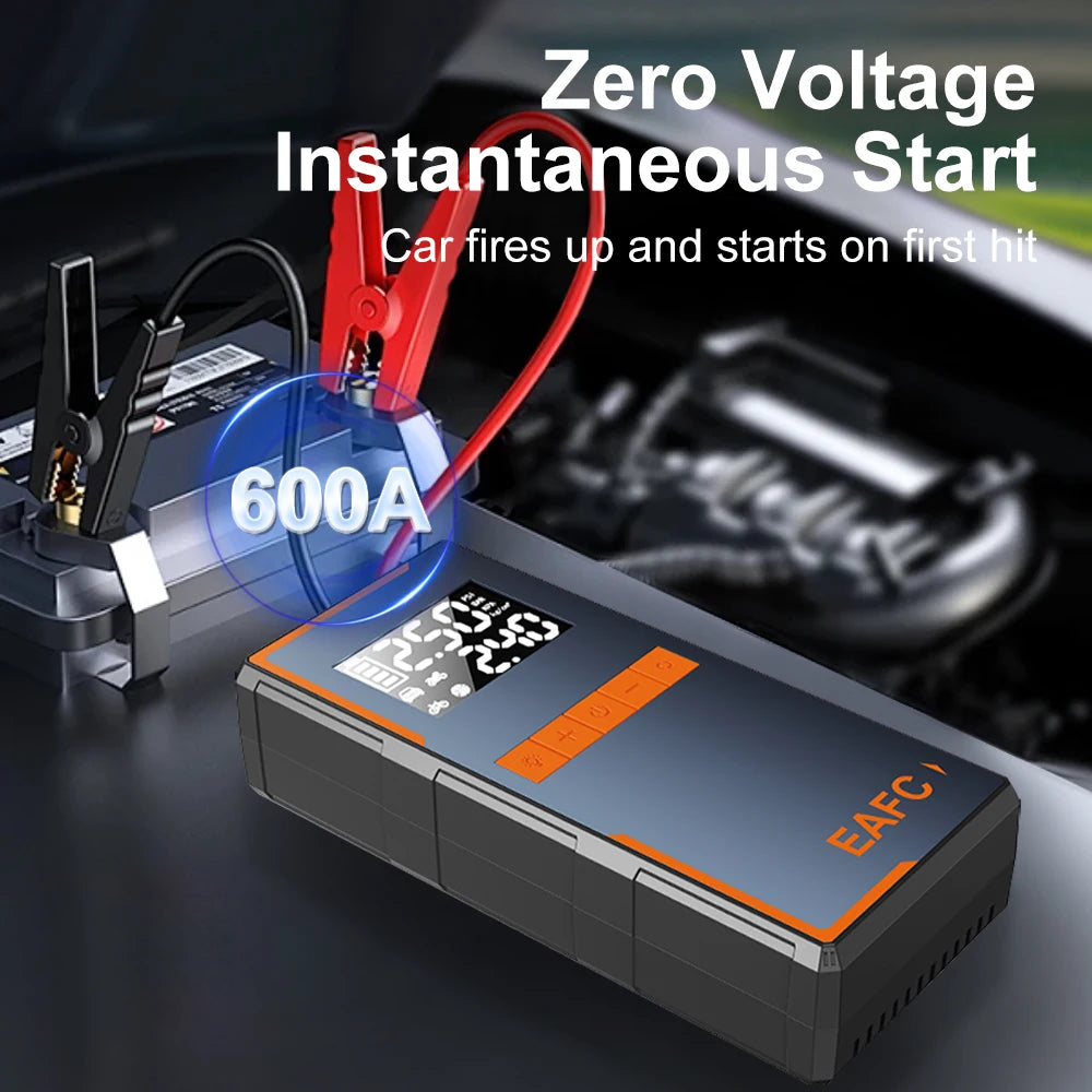 EAFC 4-in-1 Car Emergency Jump Starter 1200A Peak Current 150PSI Air Pump Tire Inflator Power Bank Booster Multipurpose Tool