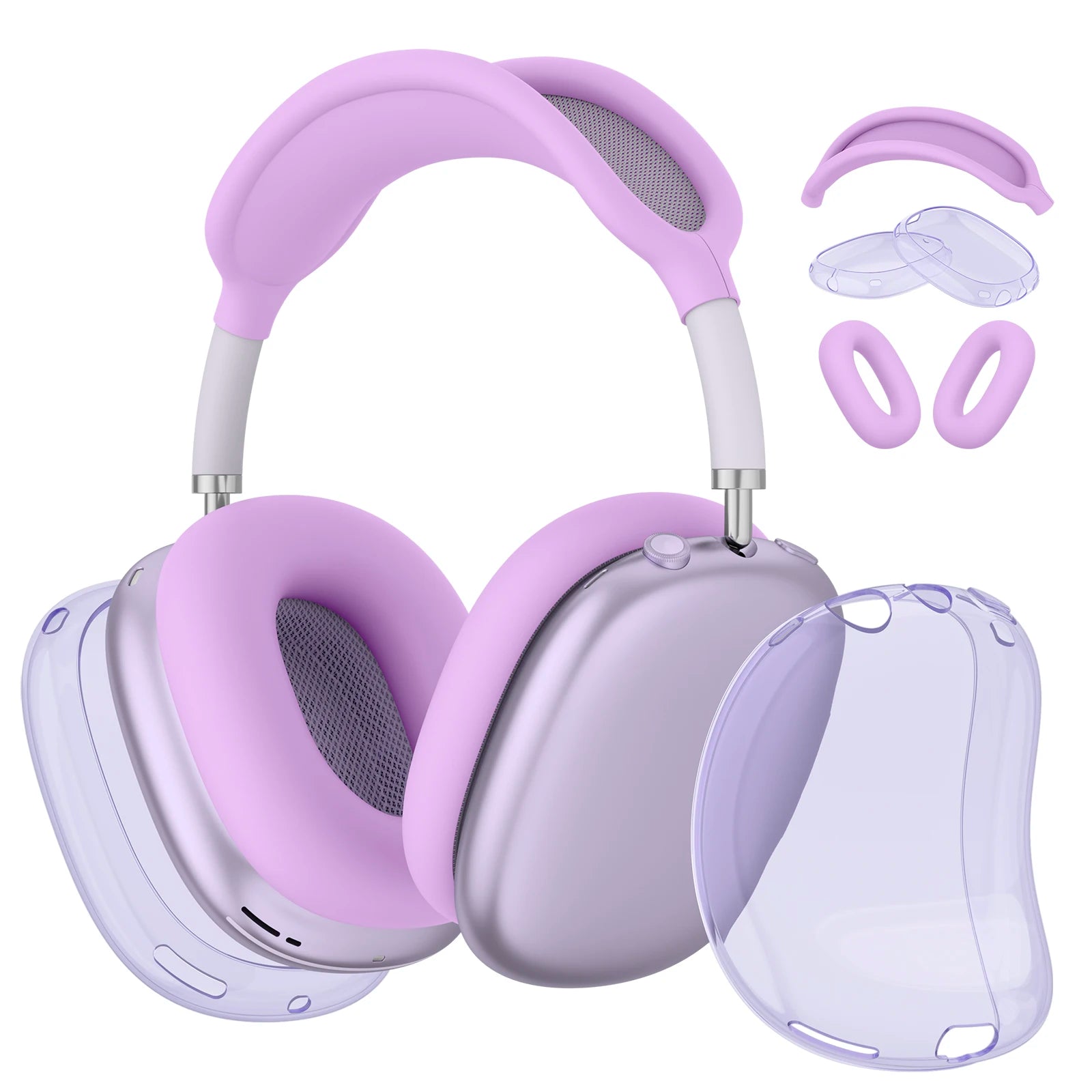 4 in 1 Clear Silicone TPU Case For AirPods Max Shockproof Ear Pad Ear Cups Headband Cover Ear Cushion/Ear Muff Protector