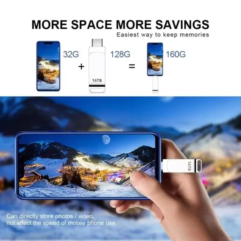 16TB Flash Drive USB 3.2 Ultra High Speed Metal Transfer USB Flash Drive Pen Drive Waterproof C Disk SSD USB Drive Disks 2025