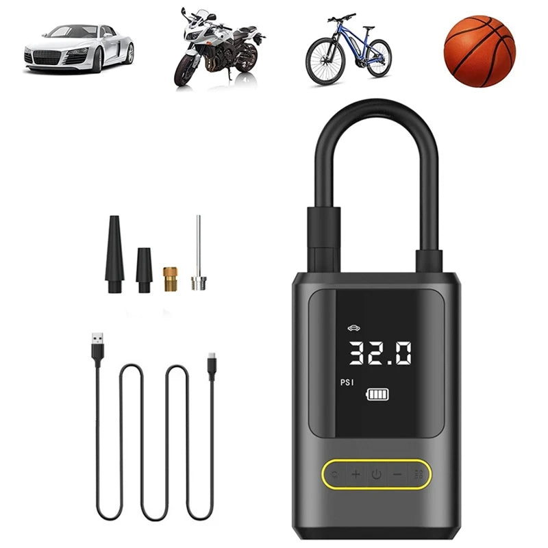 LEIBOO Tire Inflator Portable Air Compressor 150PSI Air Pump for Car Tires Emergency LED Light for Car Motorcycle Bike Ball