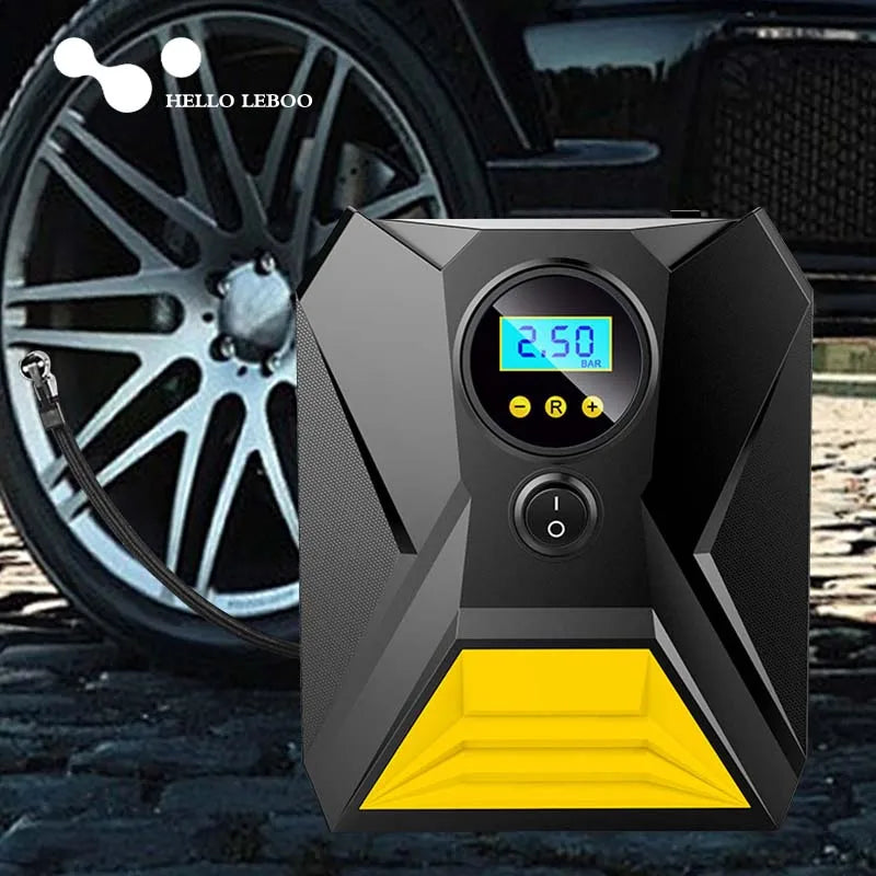 LEIBOO Corded Portable Car Air Pump 12V 150PSI Electric Tire Inflator Pump Motorcycle Bike Ball LED Light Car Air Compressor