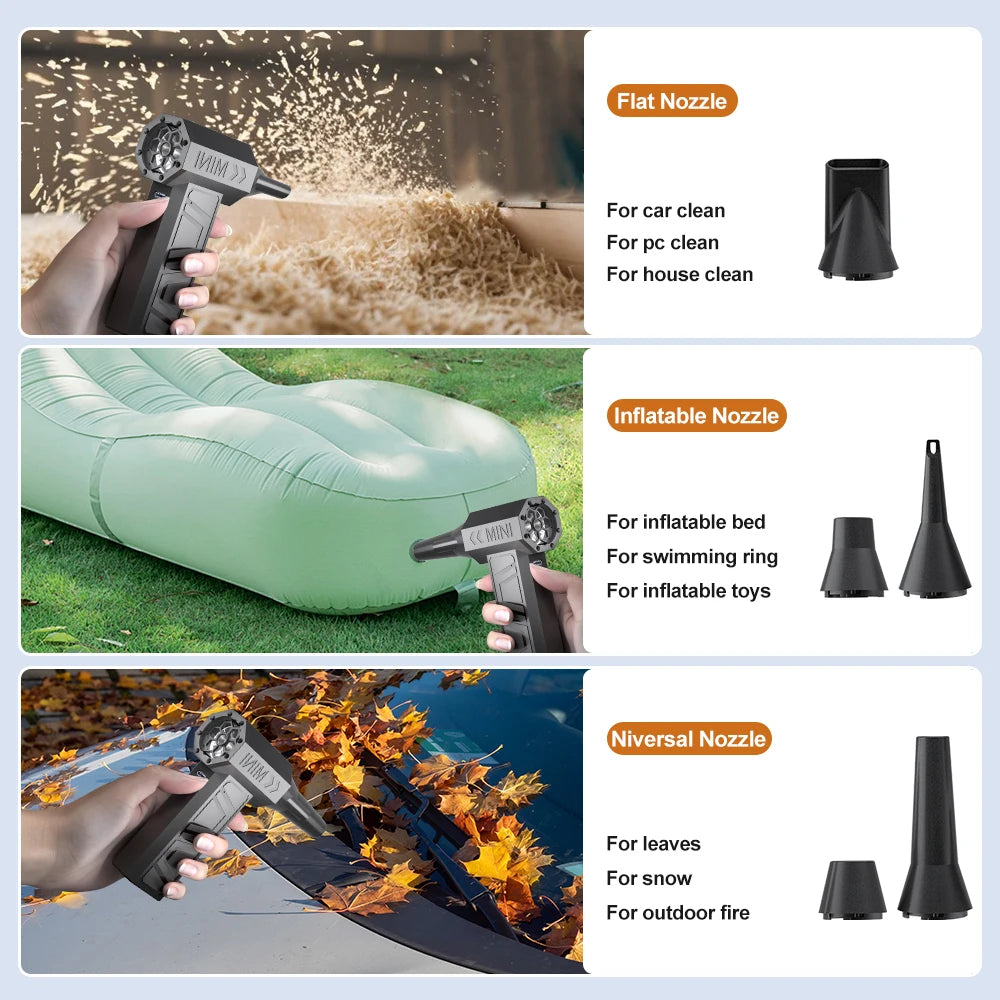 Violent Fan 2025 New Car Fan Cleaning Jet Blower Tools Electric Air Duster Portable Type-C Charging Turbo Fan Blowing Snow