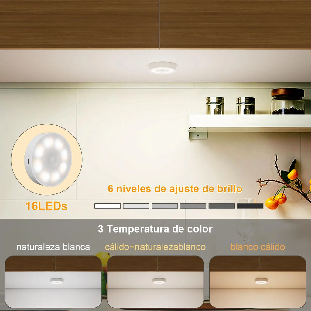 USB Rechargeable LED Night Light Motion Sensor Magnetic Wireless Lamp, Warm White No Flicker for Closet Bed Cabinet