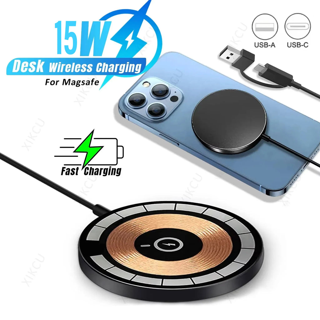 15W Magnetic Phone Wireless Charger Pad For Magsafe iPhone 16/16Pro Max 15 14 13 12 Samsung AiPods Pro 3 Fast Charging Station