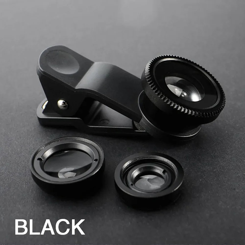 3In1 Mobile Phone Fish Eye Lens 0.67X Wide Angle Macro Lenses Camera Kits With Clip Universally Lens For iPhone 16 Xiaomi Huawei