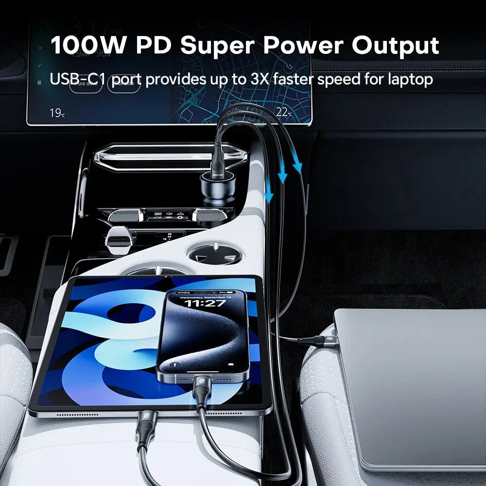 ASOMETECH 138W Car Charger USB Type C GaN Charger 100W 65W 45W 20W PPS PD QC3.0 Quick Charger For Laptop iPhone 15 Samsung S23