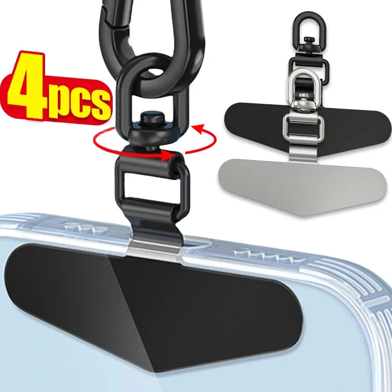 1-4Pcs New Upgrated 360 Rotatable Stainless Steel Phone Tether Metal Patch Gasket PLR Cellphone Lanyard Safety Connecter Piece