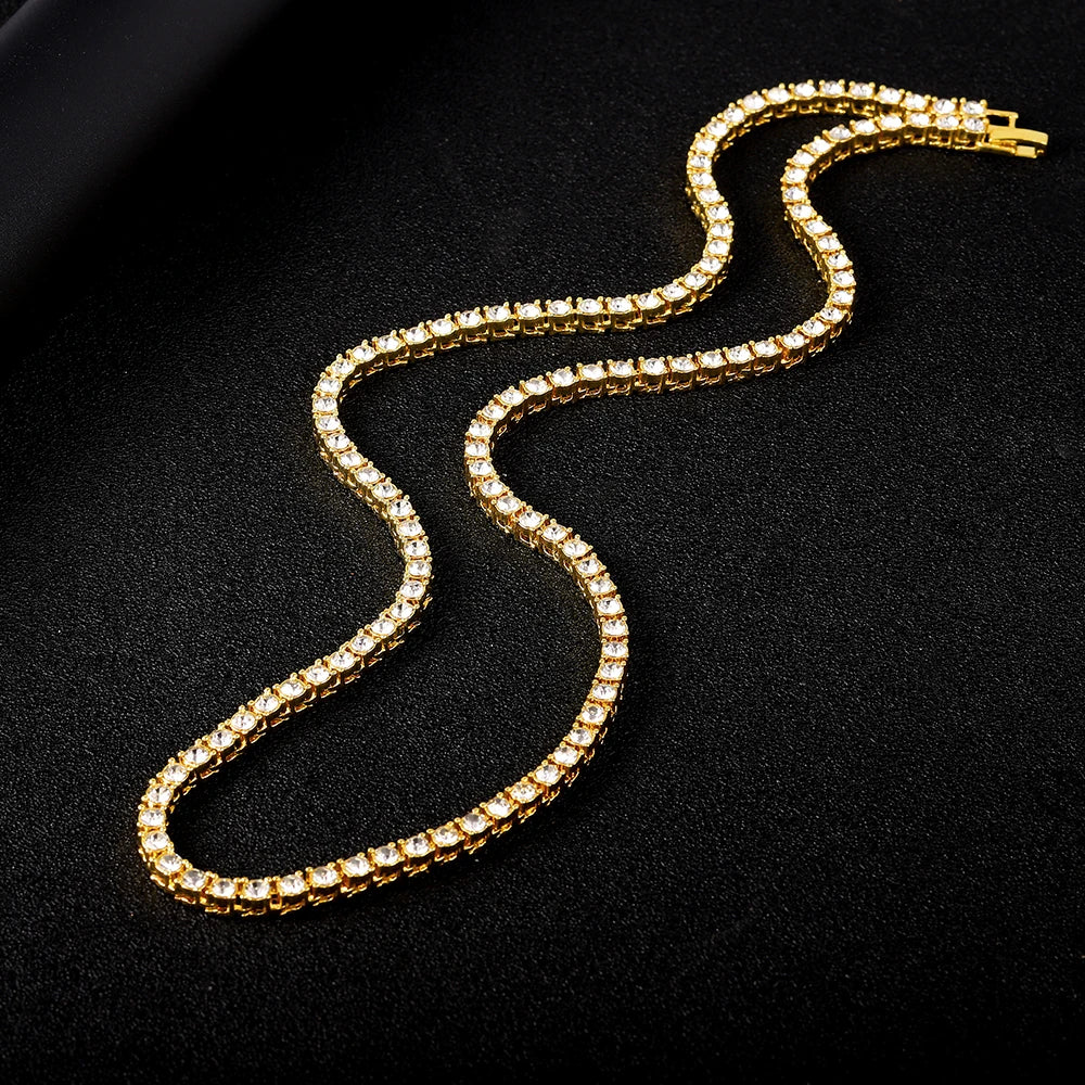 New Classical 4MM Tennis Chain Iced Out Bracelet Necklace Men Fashion Hip-Hop Jewelry Women 8/18/20/24/inch Choker Gift