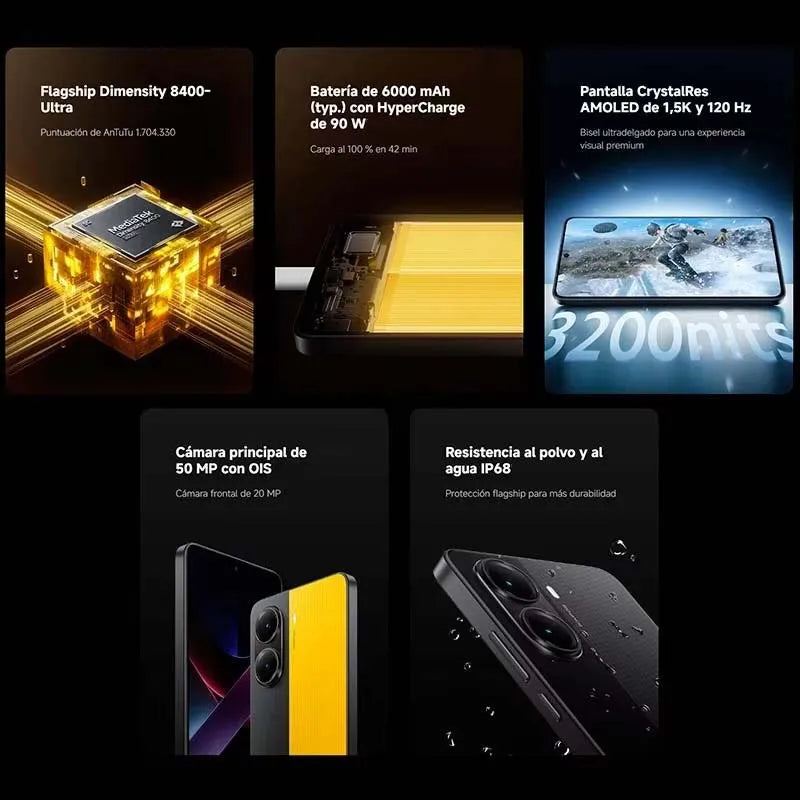 POCO X7 Pro 5G Global Version Smartphone 256GB/512GB 8400-Ultra 90W Battery 6000mAh 50MP Camera 6.67 120Hz IP68 NFC Display