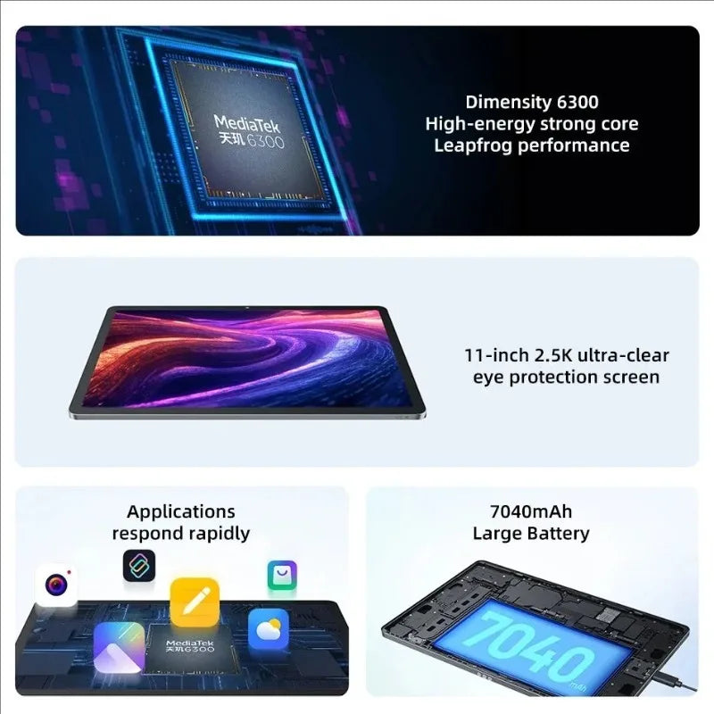 Multi-language compatible Global Rom New Lenovo Xiaoxin Pad 11 2025 MTK Dimensity 6300 11" 2.5K Screen 7040mAh Android Tablet