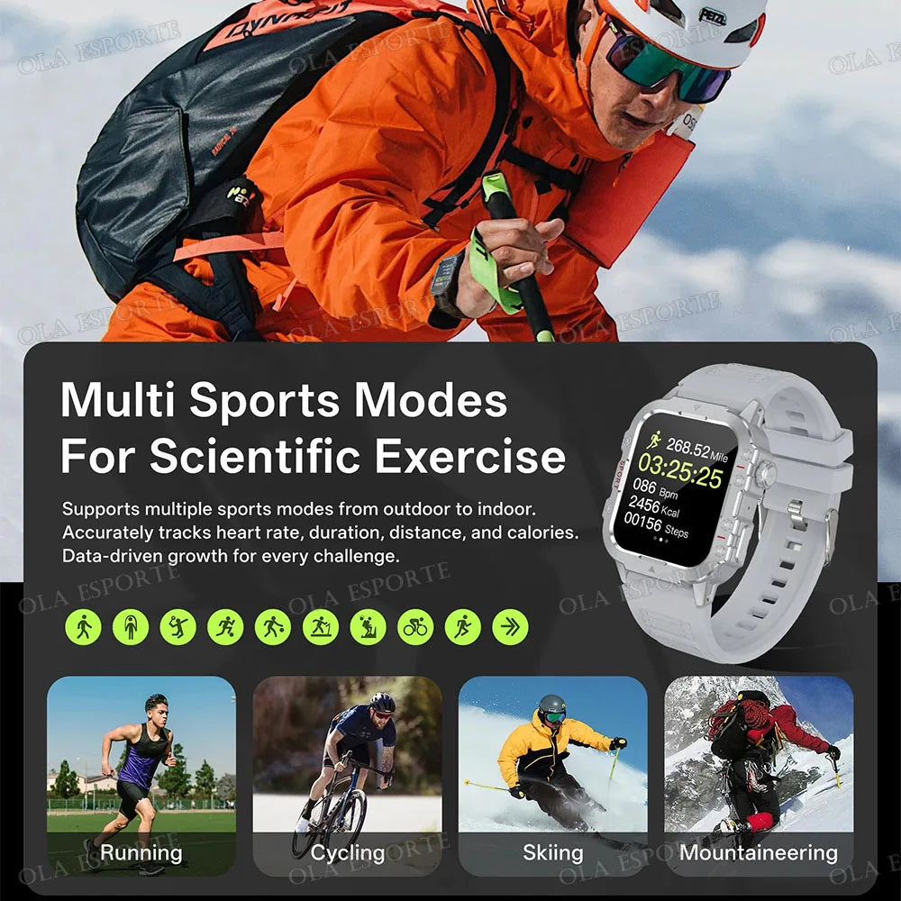 2026 New Military Smart Watch Men IP68 5ATM Outdoor Sports Fitness Tracker Health Monitoring 1.81Inch Bluetooth Calls Smartwatch