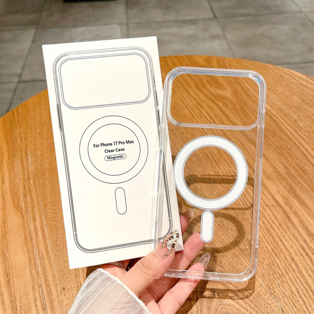 Original For Magsafe Magnetic Wireless Charging Case For iPhone 17 Air 16 15 14 13 12 11 Pro Max 17 Plus Mini Clear Back Cover