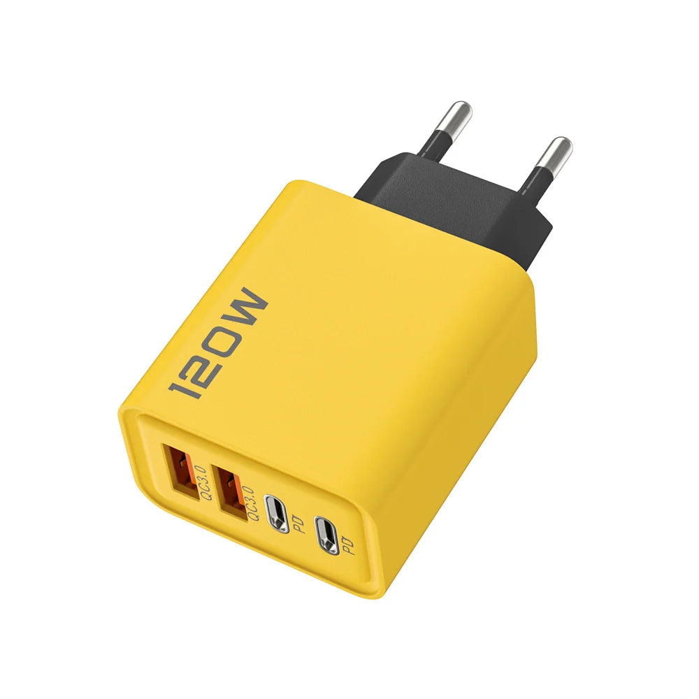 120W USB Fast Charger Quick Charge 3.0 Type C Mobile Phone Charger Adapter For iPhone Samsung Xiaomi EU/US/UK Plug Wall Charger