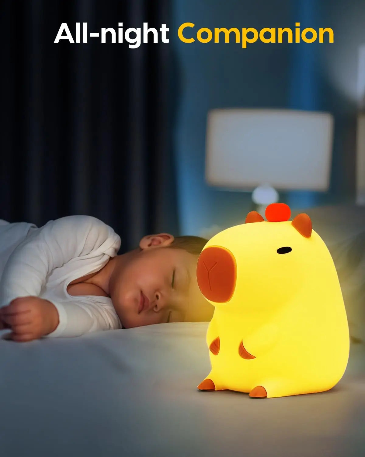 Mini Novel Night Light,Cute Capybara Silicone Ambient Lamp,Warm Bedside Light for Nursery Children Sleep & Room Decor Kids' Gift