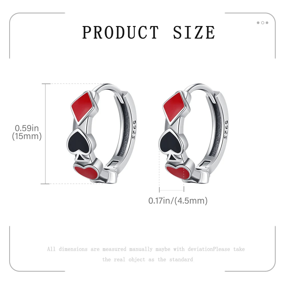 2025 925 Sterling Silver Earrings Poker Suit Earrings Original Earrings For Ladies Fashion Friends Party Daily Wear Gift