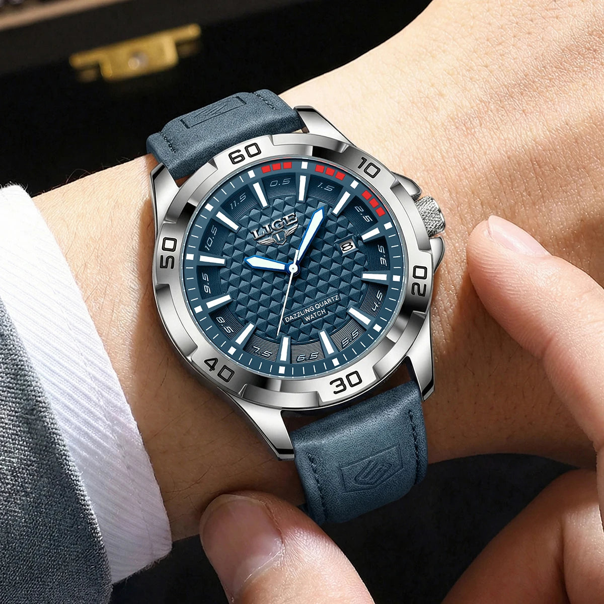LIGE Man Luxury Brand Watch Waterproof Luminous Date Men's Quartz Wristwatch Stainless Steel Fashion Sports Men Watches
