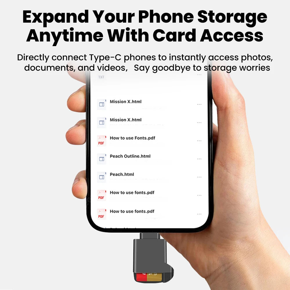 Type-C 2.0 Mini TF Card Reader External Storage Black Stretch for Memory Stick USB C 2.0 For Iphone 17 16  Mini TF Card Reader