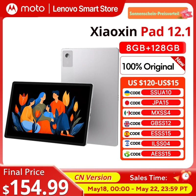 Original Lenovo Xiaoxin Pad 12.1 2025 Tablet 12.1'' 90Hz  Display MediaTek Dimensity 6400 10200mAh 45W Charging Pad PC CN versio