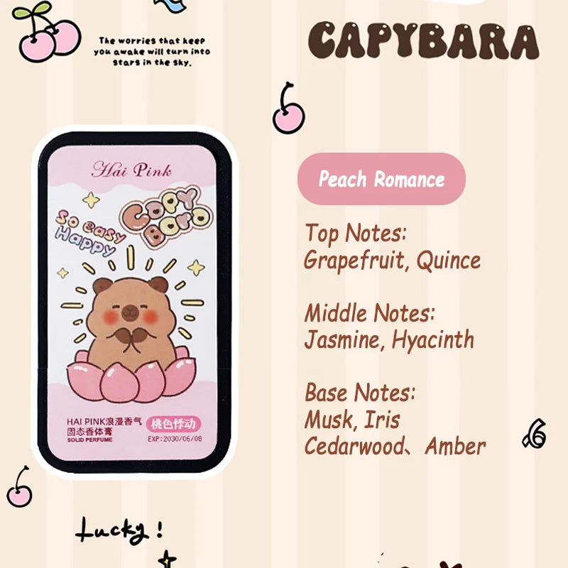 4pcs Capybara Solid Perfume Set,Cute Portable Solid Fragrance Balm,Long Lasting Natural Scent Travel Friendly Body Perfume Gift