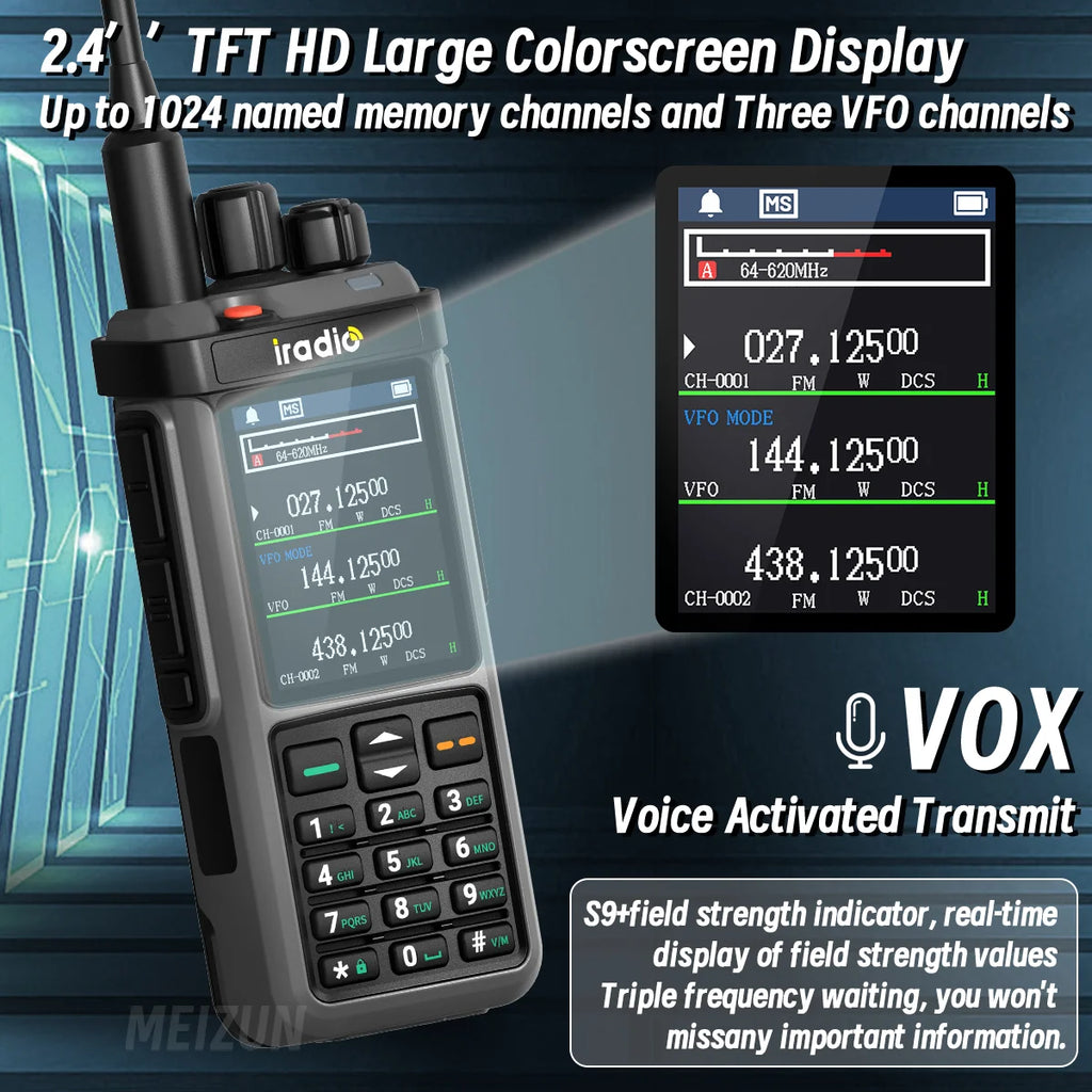 Iradio UV-98 PLUS Multi Band 10W FM AM SSB HF Cross Band Repeater 2.4"Large Screen Walkie Talkie Shortwave Ham Radio For RT-880