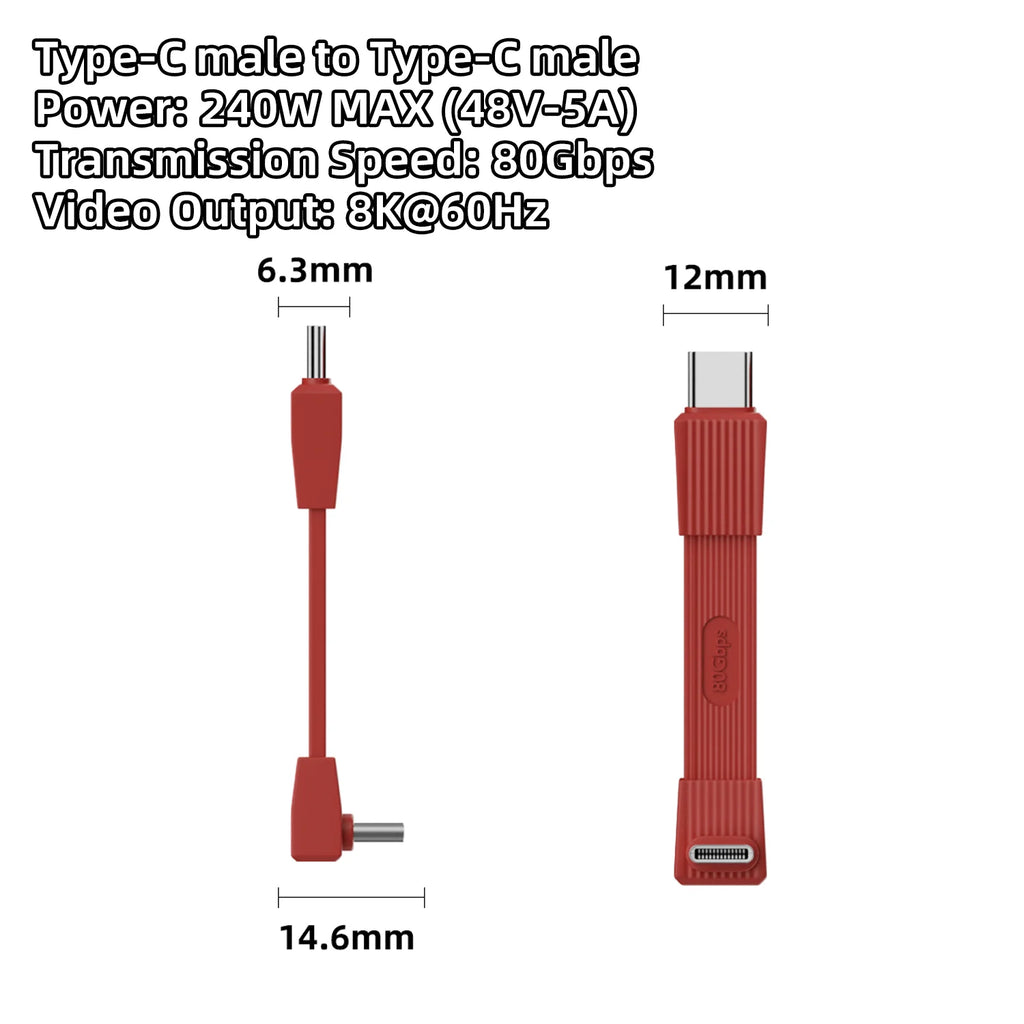 USB 4.0 Type-C to Type-C cable 240W fast charging 80Gbps data transmission 8K60Hz three-dimensional short flexible board cable