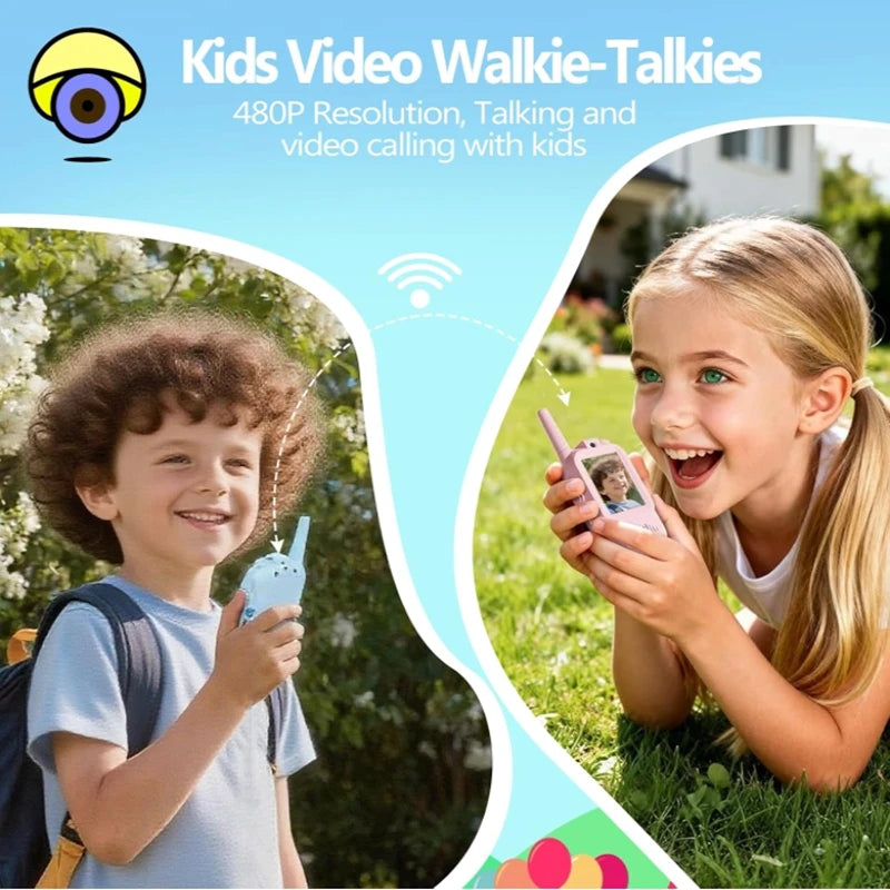 Video Walkie Talkies for Kids 2 Pack Rechargeable Intercom Walkie-talkie Cute 2 Inch Screen One-Click Call For Kids Gifts