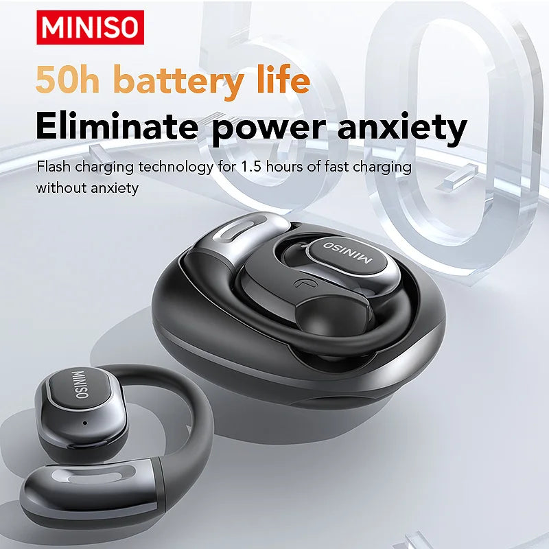 MINISO MS156 Bluetooth V5.4 Earphones AI Wireless Headphones with Mic Button Control Noise Reduction Earhooks Waterproof Headset