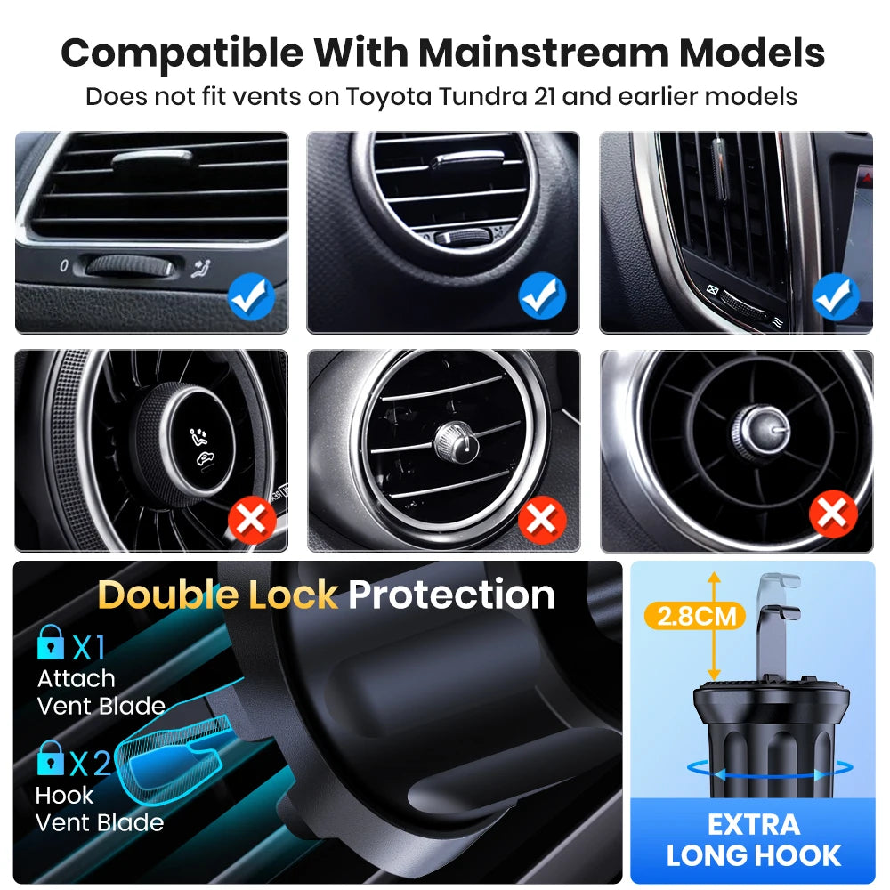 TOPK Universal Car Phone Holder, Hands Free Air Vent Mount for Car, Cell Phone Stand Compatible with iPhone & Android Smartphone