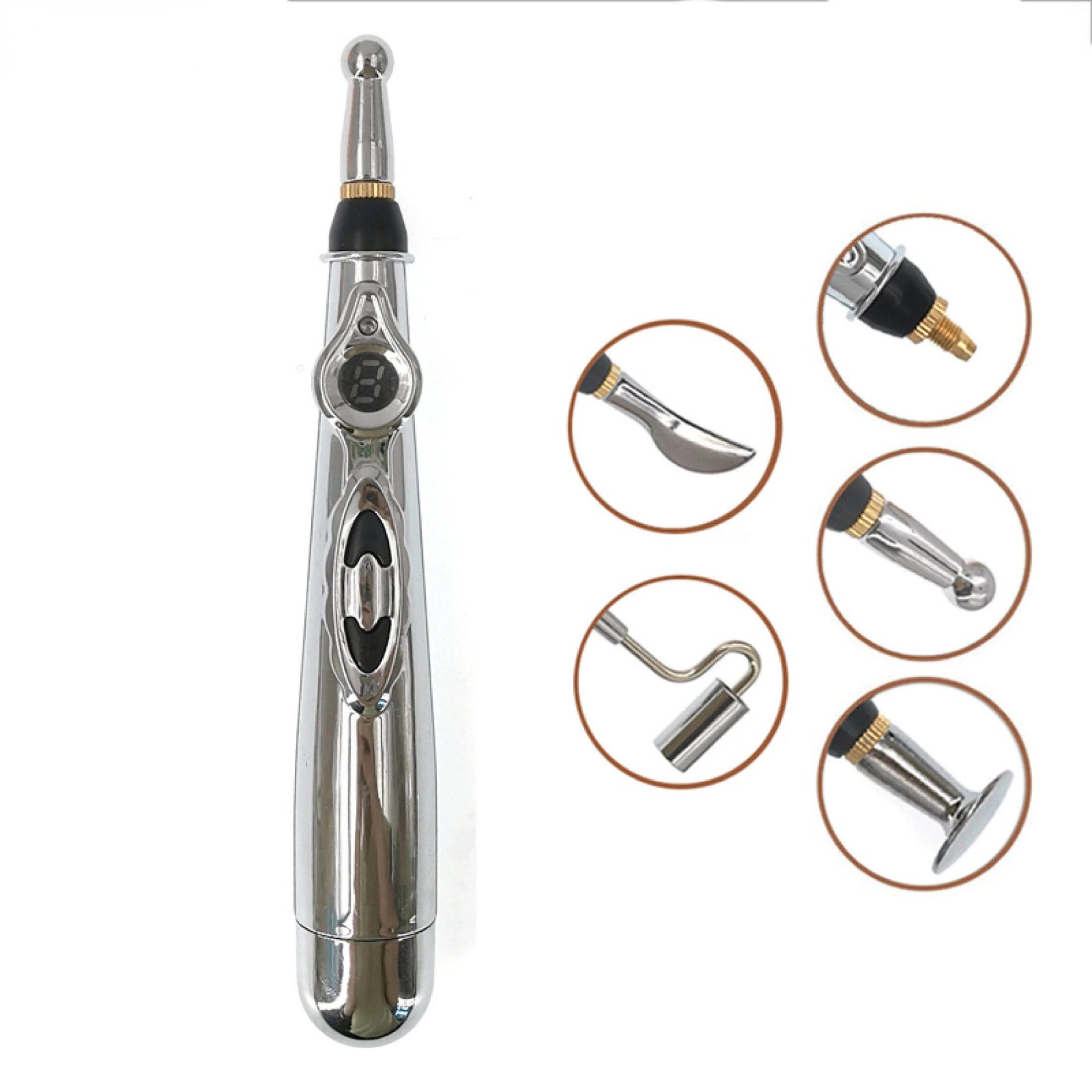 2/5 Heads Electric Acupuncture Point Massage Pen Meridian Energy Massage Pen Pain Relief Therapy Back Neck Face Beauty Roller