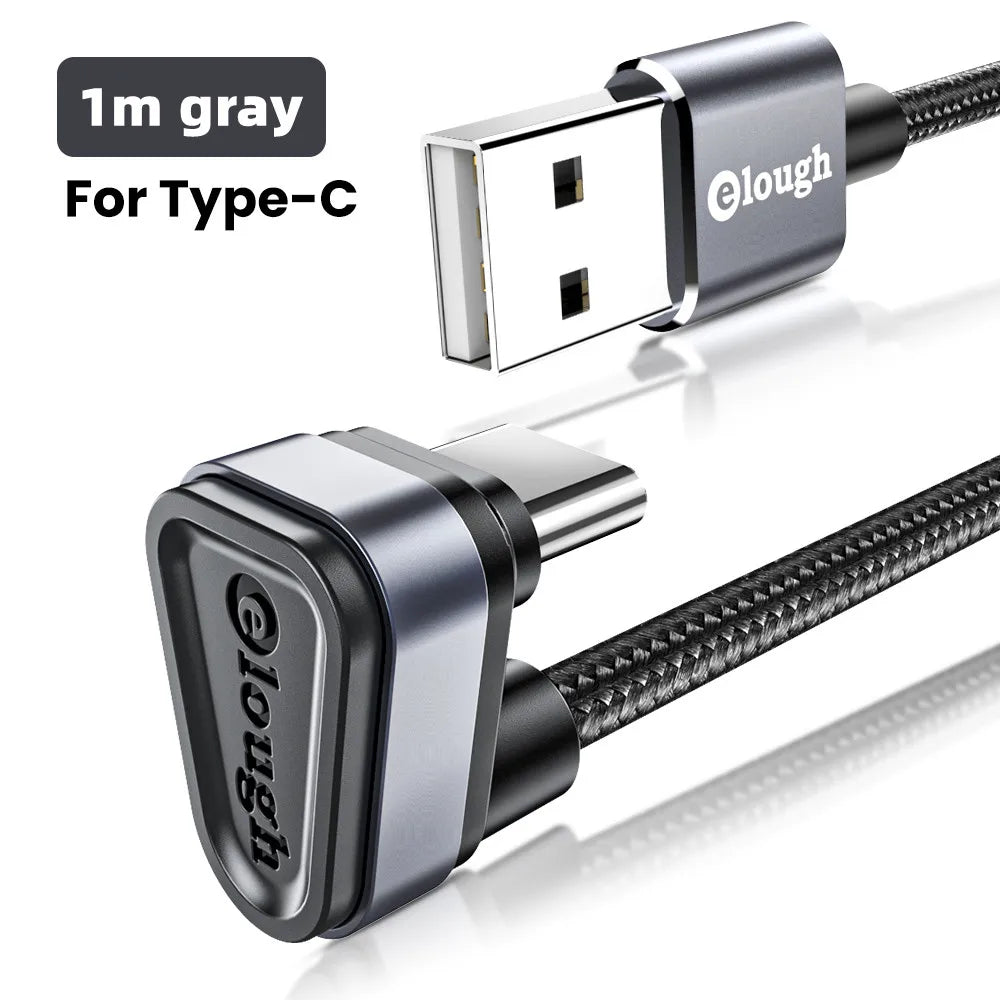 Elough USB Type C Cable For Samsung Xiaomi mi Redmi USB C Cable 2.4A Fast Phone Charging Data Cord Type C 180 Degree USB C Cable