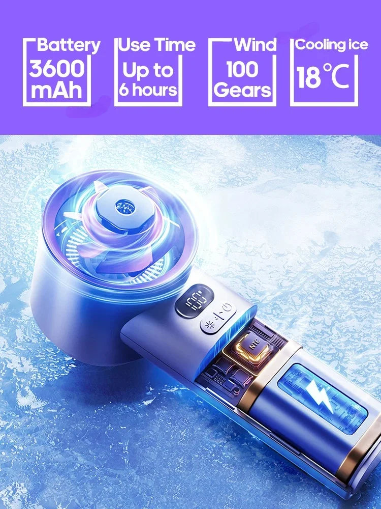 Mi Portable Handheld Turbo Fan 100 Wind Speeds Adjustable Mini Personal Fan Battery Operated Electric Eyelash Fan