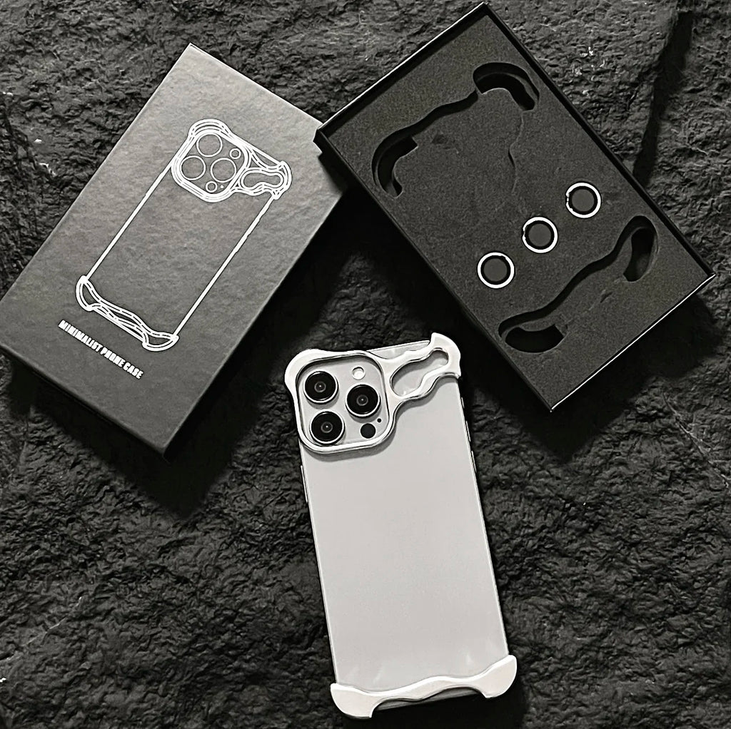 lrregular Metal Bumper Phone Case For IPhone Air 13 14 15 16 17 Pro Max Plus Lens Film Protection Bare Aluminum Shockproof Cover