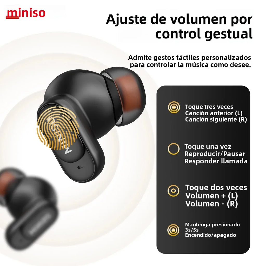 MINISO MS105 Wireless Bluetooth Headphones AI Translator Earbuds Nosie Reduction Mic TWS In-Ear Earbuds Soft