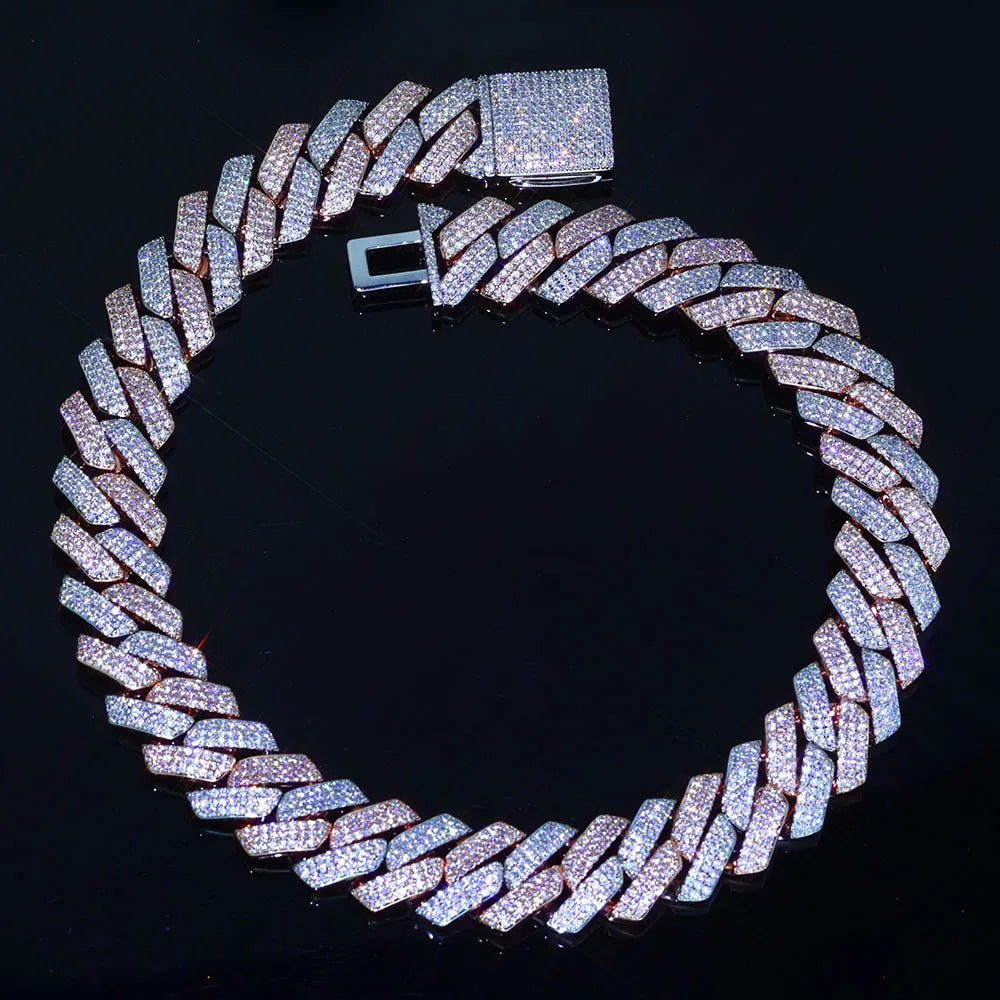 NY Hip Hop Cuban Link Chain Jewelry 20MM Width 3 Rows CZ Men Iced Out Cuban Chains Bling Cubic Zirconial Brass Necklace ﻿
