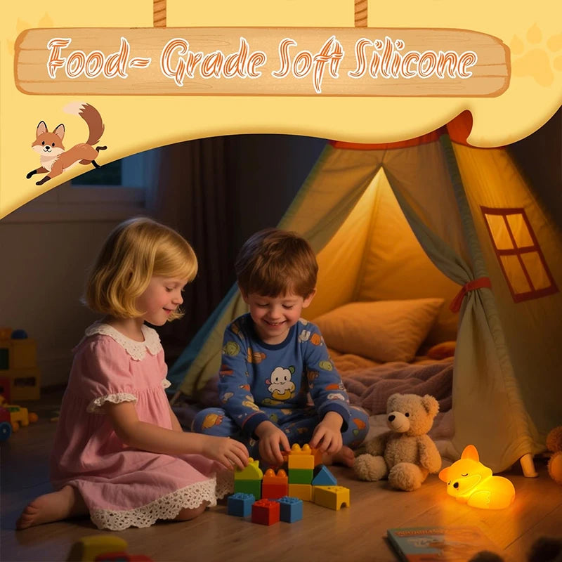 Fox Night Light Rechargeable Squishy Dimmable Nightlight, LED Novelty Animal Toy Cute Stuff, Baby Tollders Room Décor