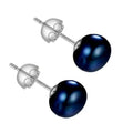 Senlissi- Genuine Fresh Water Pearl Stud Earrings For Women 8 MM White Pink Pearls 925 Sterling Silver 18K Female Party Jewelry