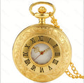 Vintage Charm Black Unisex Fashion Roman Number Quartz Steampunk Pocket Watch Women Man Necklace Pendant with Chain Gifts P427