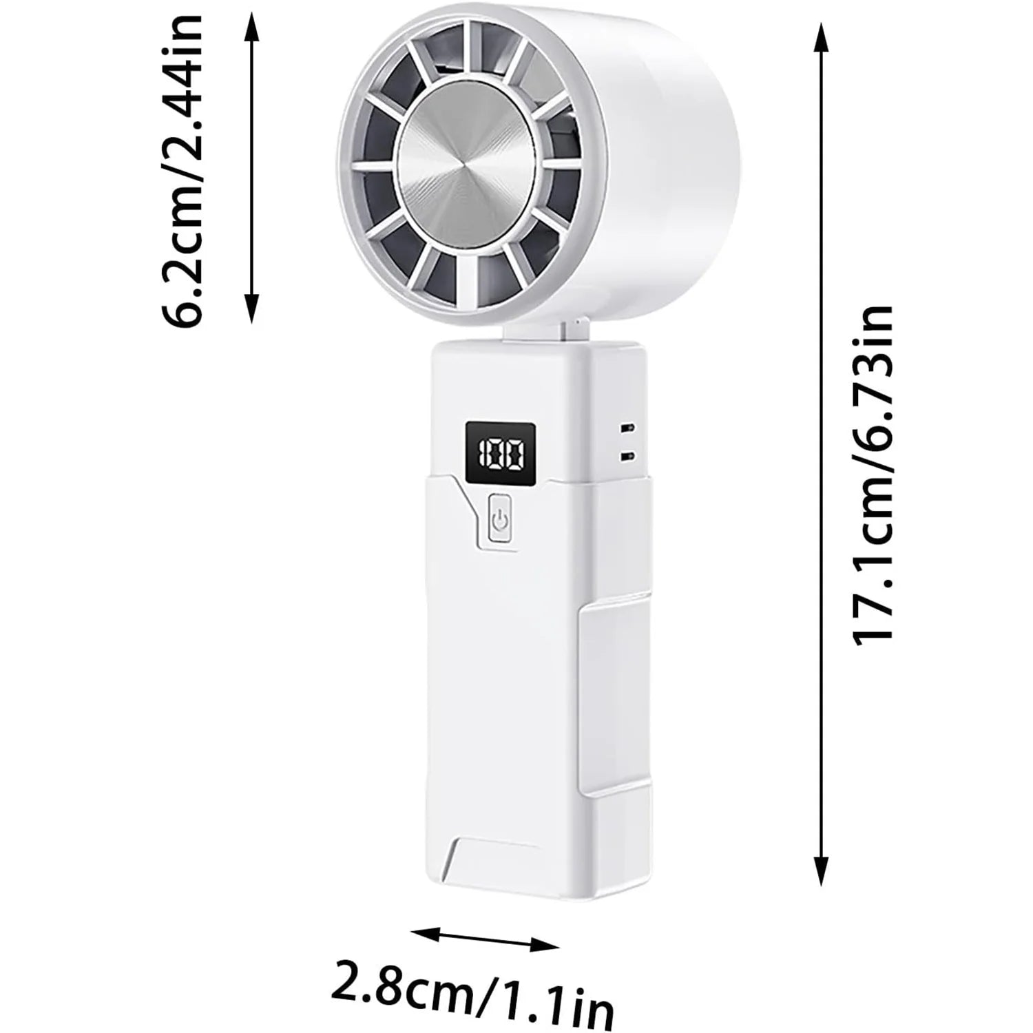 Portable Handheld Fan Desktop USB Rechargeable Foldable Fan For Real Time Display Power Cooling with Adjustable