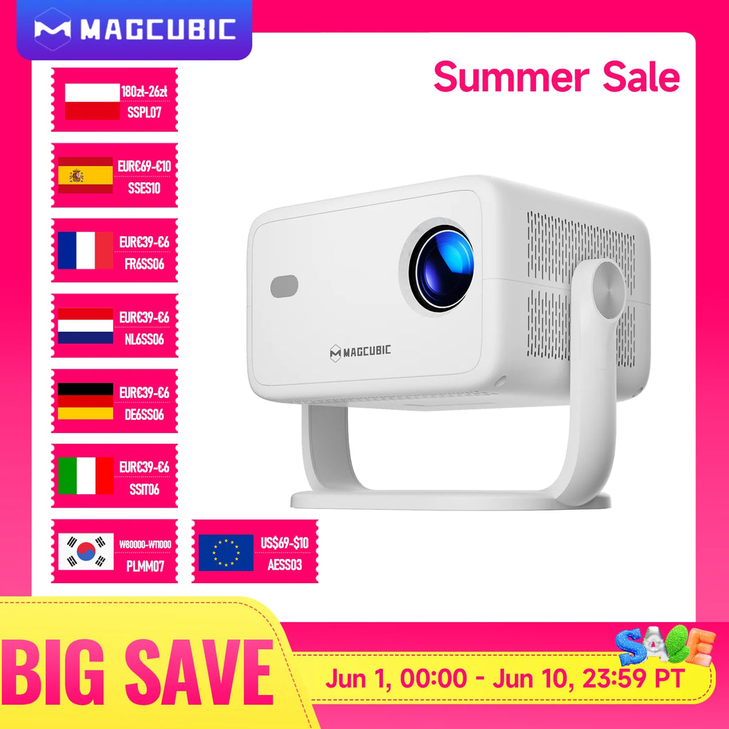 Magcubic Native 1080P 650ANSI 8K Android14 L018 Projector With Auto Keystone Correction Focus Wifi6 BT5.4 Portable Movie Outdoor