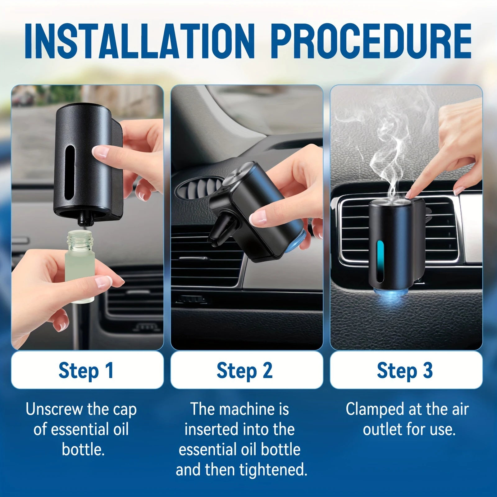 New Car Air Freshener Smart Auto Aroma Diffuser Car Air Vent Essential Oil Mist Humidifier Fragrance Diffuser Aromatherapy ﻿