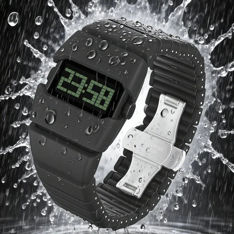 SHIYUNME Fashion Men's LED Electronic Watch Plastic Material Creative Design Unique Watch Man Casual Sports Waterproof Watch