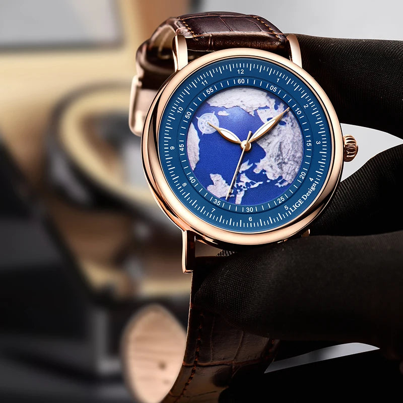 2023  New LIGETop Brand Luxury Man Wristwatch Waterproof Luminous  Unique Men Watches Leather Quartz Men's Watch Male reloj