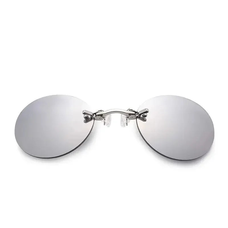 1-2PCS Clip On Nose Glasses Round Rimless Matrix Morpheus Sunglasses Mini Frameless Vintage Men Eyeglasses