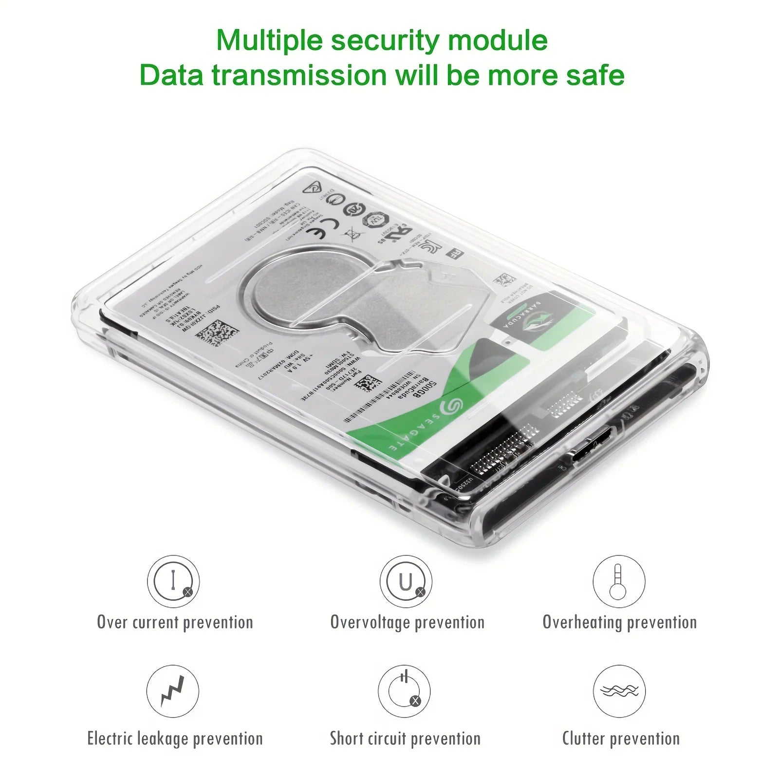Transparent HDD Case HDD Enclosure 2.5 Inch SSD SATA To USB2.0 Type-C Adapter Portable External Hard Drive Box Tool-Free