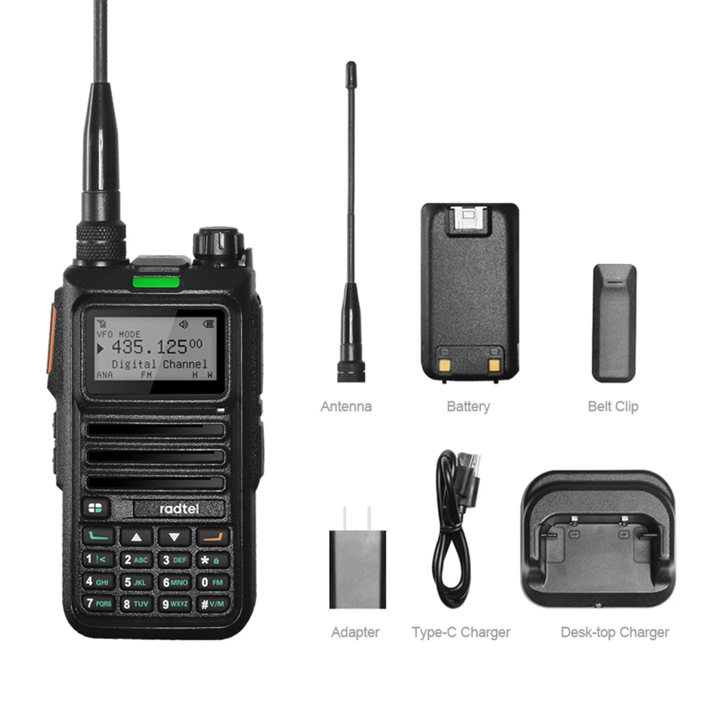 Radtel RT-4D DMR Radio Digital Walkie Talkie Dual Mode Analog Two Way Radio Dual Time Slot Ham Radio 1024 Channels