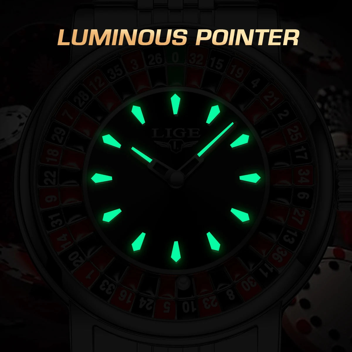LIGE Fashion Men Watch Rotating Dial Las Vegas Roulette Desktop Theme Watch Men Waterproof Luminous Clock Watches Creative Clock